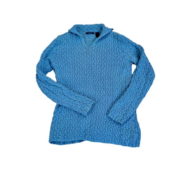 Liz Claiborne Sweater Sz Med Cable Knit textured V Neck Pullover coastal grandma - Picture 3 of 13